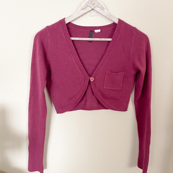 H&M Crop Purple Pink Long Sleeves Layering Top / Jacket - Picture 5 of 11